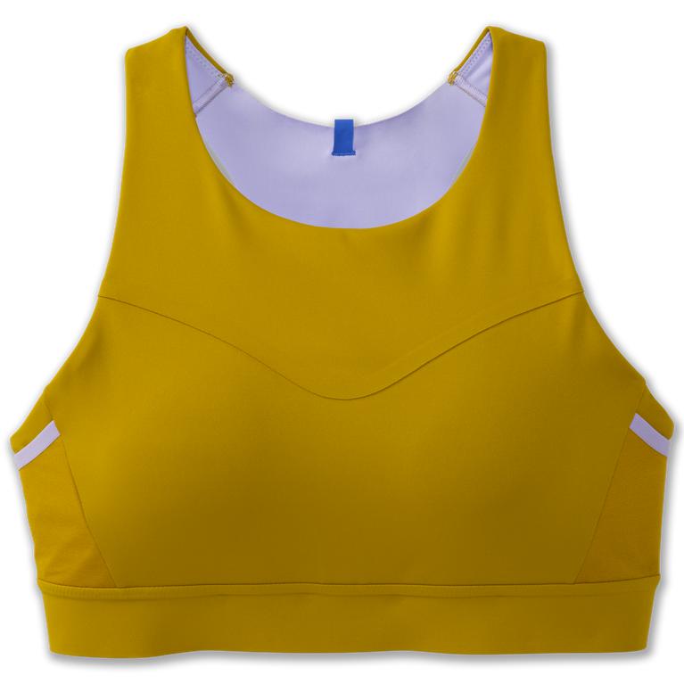 Brooks Drive 3 Pocket Running Bra - Women's - Golden Hour/Violet Dash/White/Blue (13976-FOZM)